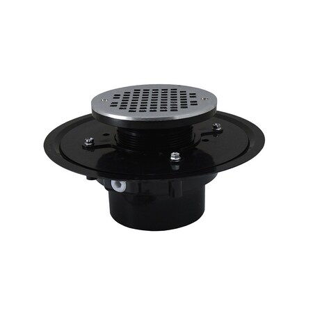 Jones Stephens 4in. Heavy Duty ABS Drain Base with 3-1/2in. Plastic Spud and 6in. Chrome Plated Strainer D51042